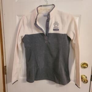 Columbia Fleece Jacket Pullover 1/4 Snap Women's Size Small Gray/Ivory Logo PAWZ